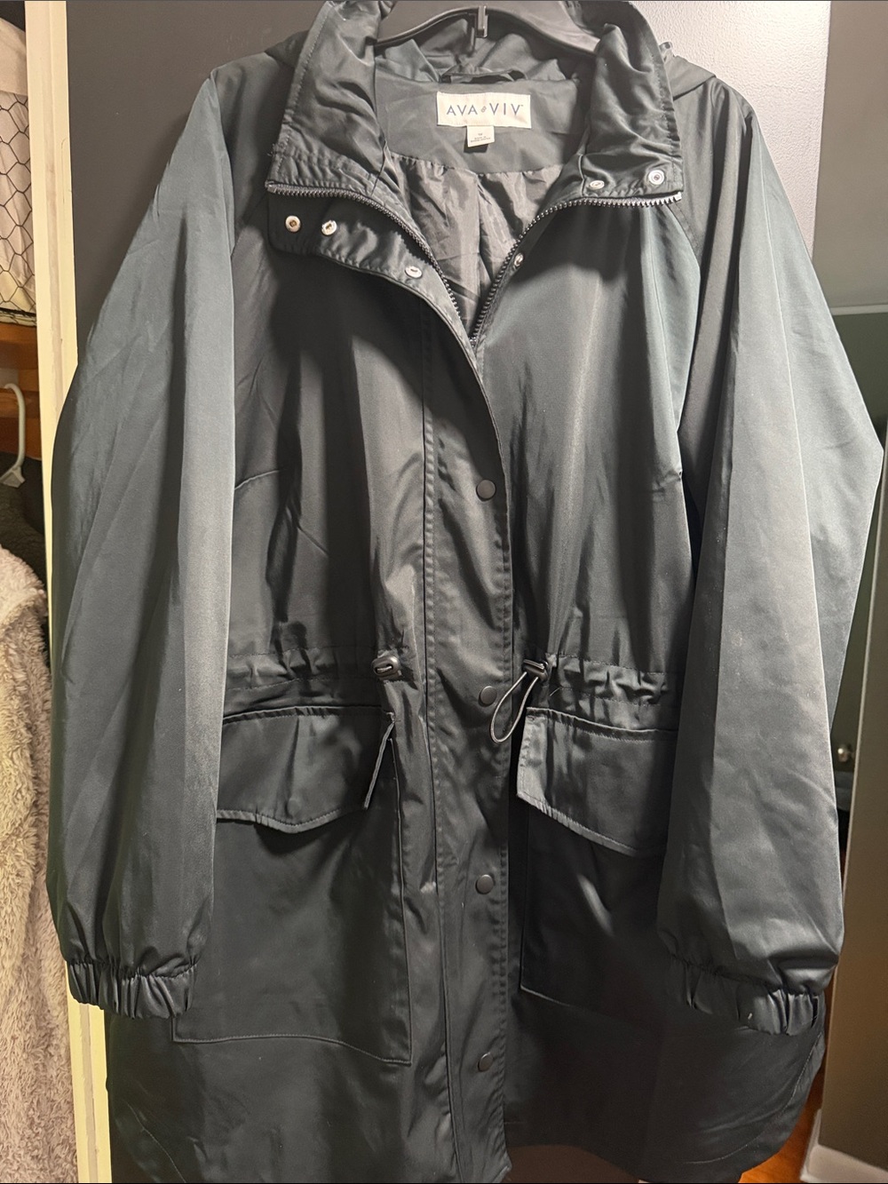 Ava & Viv Black Hooded Drawstring Anorak